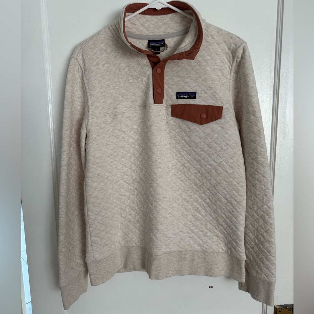 Patagonia Cotton Quilt Snap-T Pullover Dyno White Heathered Small